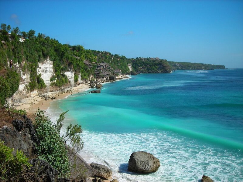 Cliffside Beach with Turquoise Water — Blue