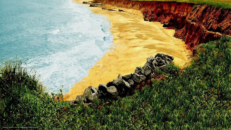 Cliffside beach with turquoise waves