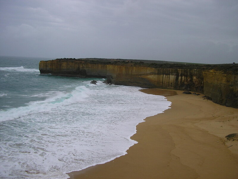 Cliffside Beach with Waves — Brown