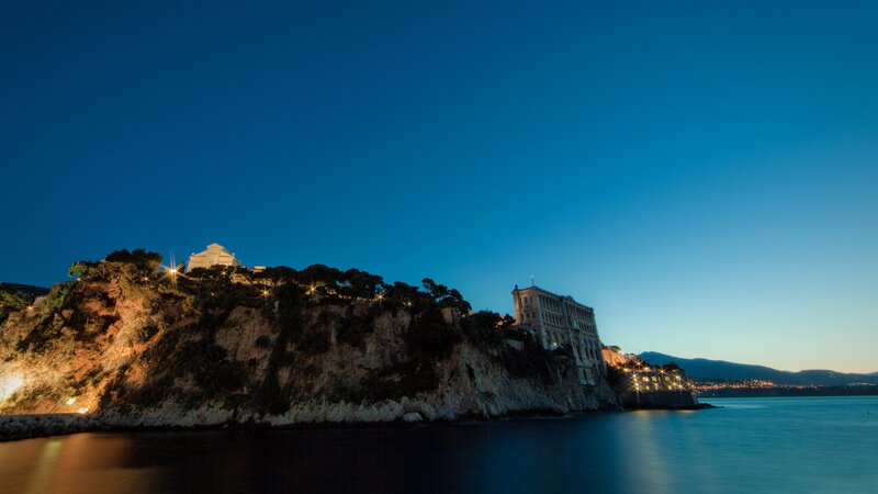 cliffside buildings at dusk