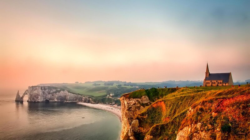 Cliffside Church at Sunset — Orange, Serene
