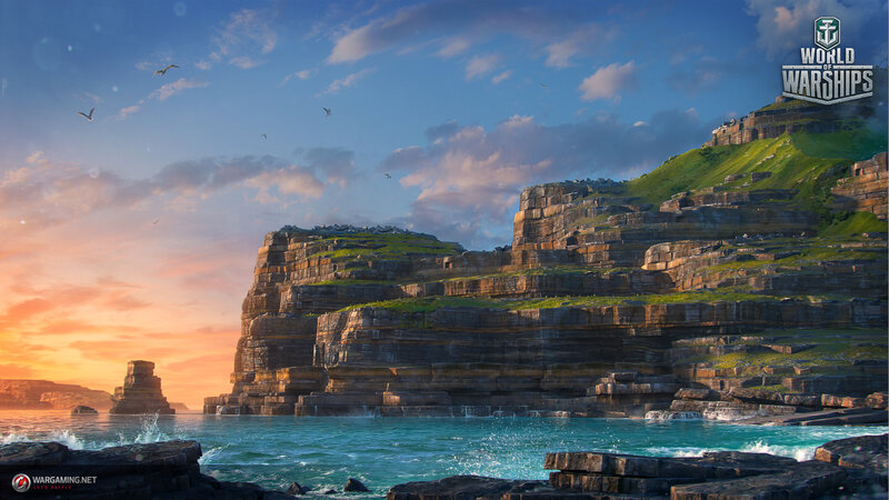Cliffside Coast at Sunset — Blue, Serene