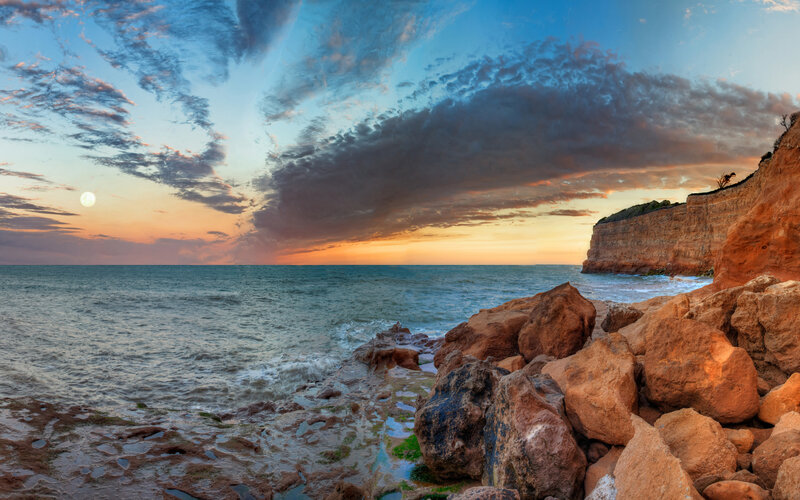 Cliffside Coast at Sunset — Blue