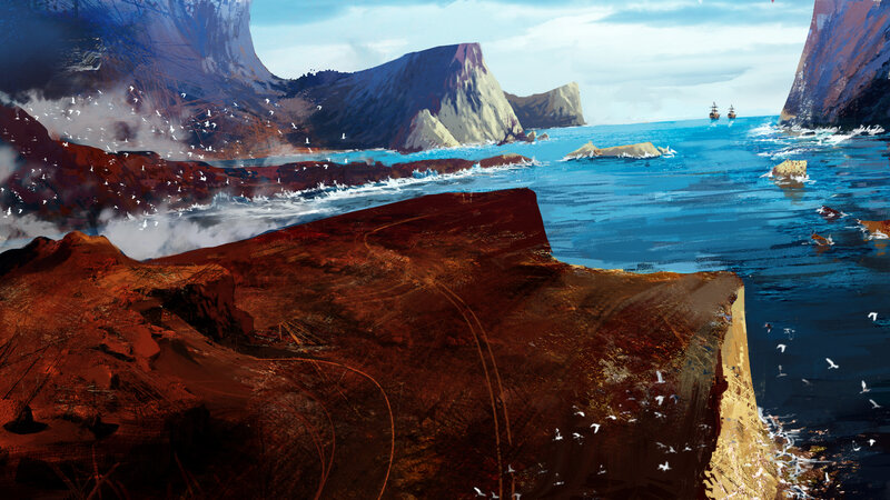 Cliffside Coastal Landscape — Blue, Dramatic