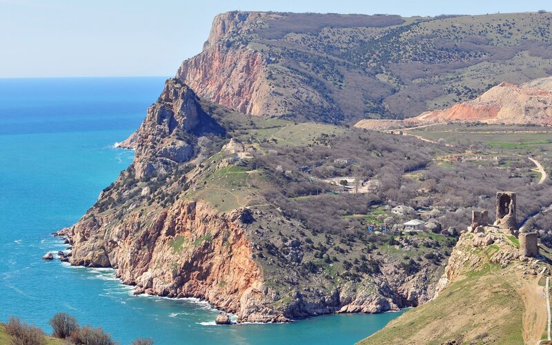 Cliffside Coastal Landscape — Blue, Serene, Afternoon