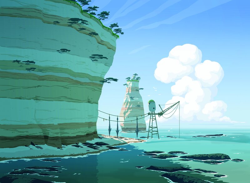 Cliffside Coastal Scene — Blue