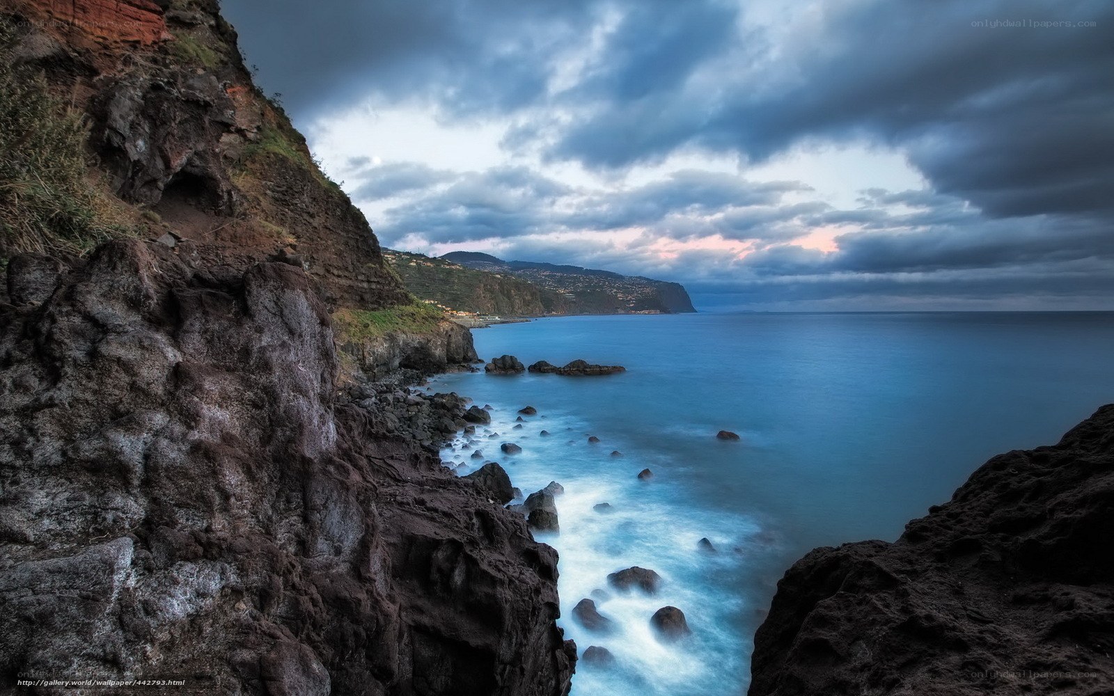 Cliffside coastal view at dusk