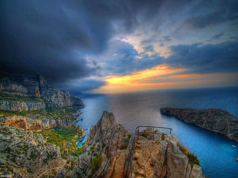 Cliffside Coastal View — Blue, Dramatic