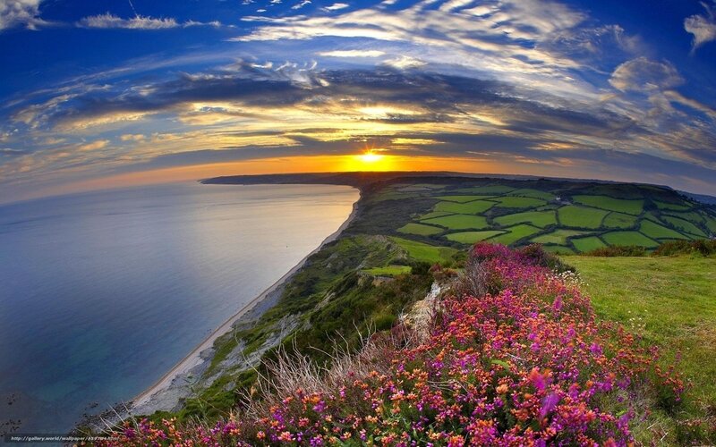 Cliffside Coastal View — Blue, Serene, Sunset