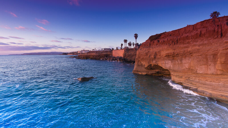 Cliffside Coastline at Dusk — Blue