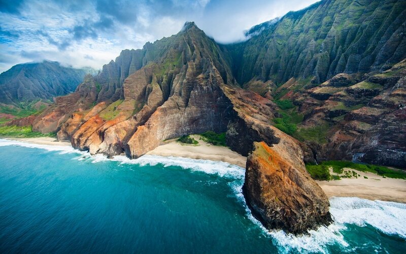 Cliffside Coastline — Blue, Dramatic, Afternoon, Photograph, Ocean, Mountains