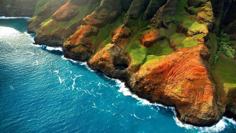Cliffside Coastline — Blue, Dramatic, Afternoon, Photograph, Ocean, Rock Formations