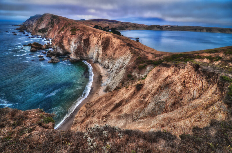 Cliffside Coastline — Blue, Dramatic, Afternoon, Photograph