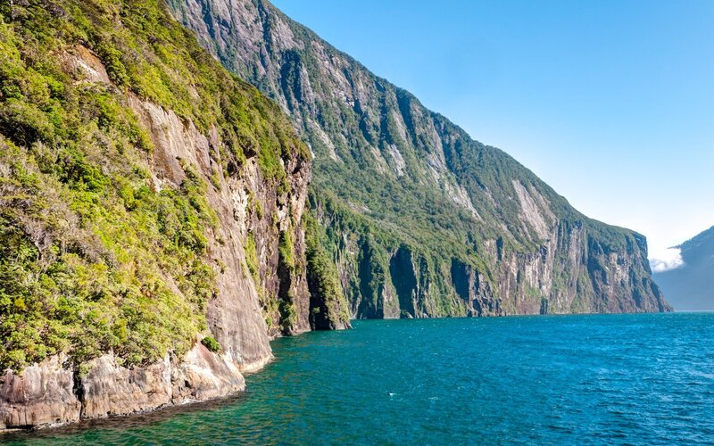 Cliffside Coastline — Blue, Serene, Afternoon, Photograph, Mountain, Sea