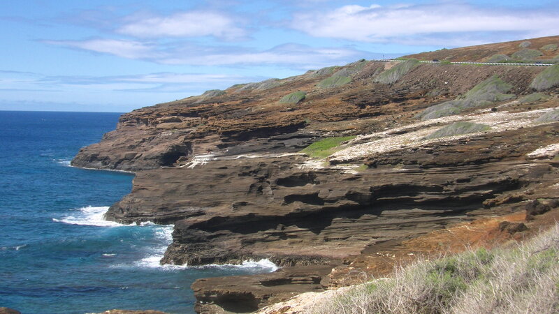 Cliffside Coastline — Blue, Serene, Afternoon, Photograph, Ocean, Sky, Vegetation
