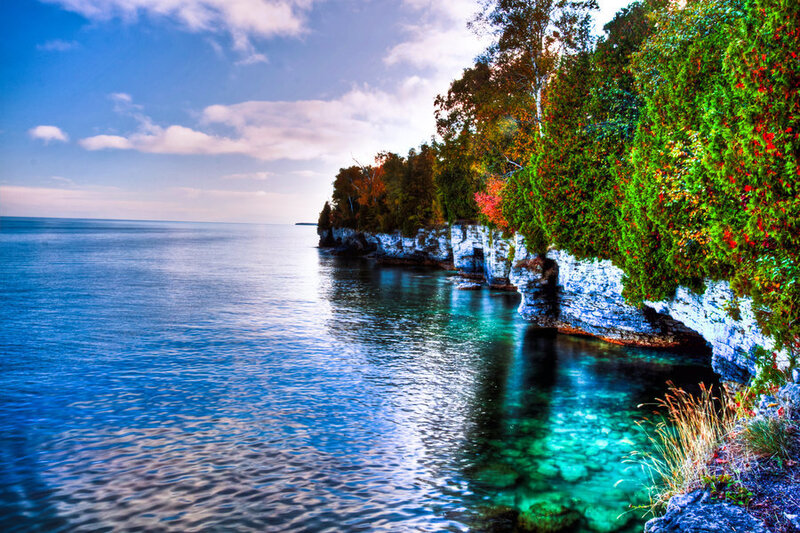Cliffside Coastline — Blue, Serene, Autumn