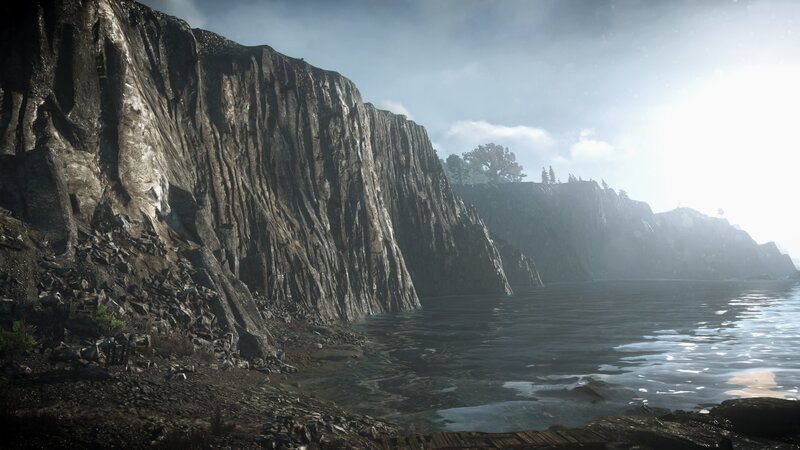 Cliffside Coastline — Gray, Serene
