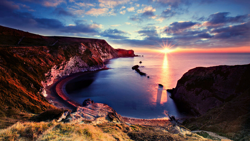 Cliffside Cove at Sunset — Blue