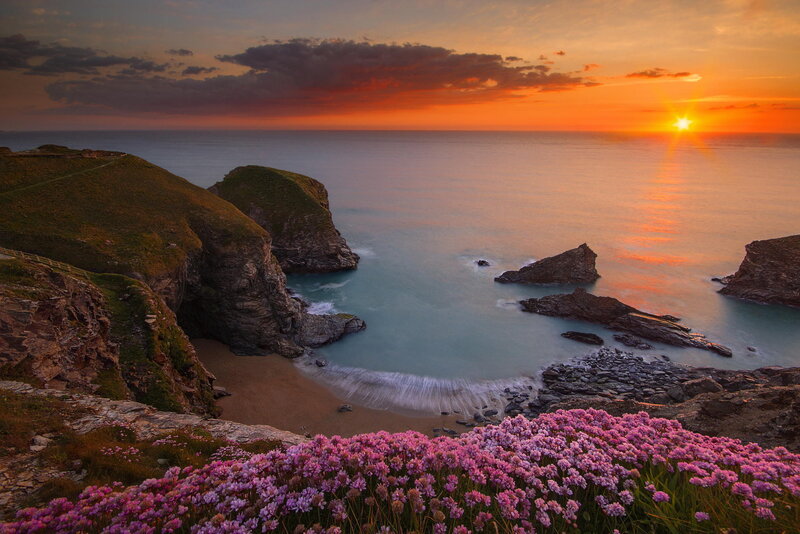 Cliffside Cove at Sunset — Orange, Serene