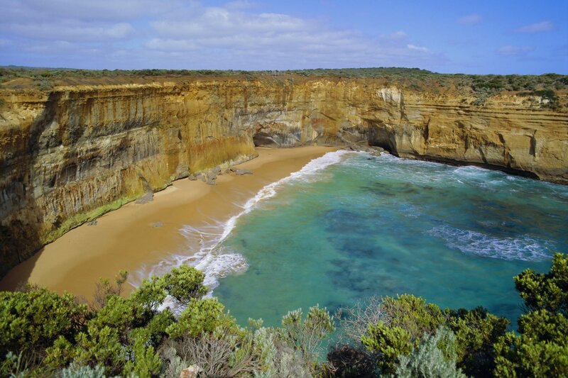 cliffside cove with turquoise water