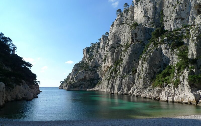 Cliffside Cove with Turquoise Water — Blue