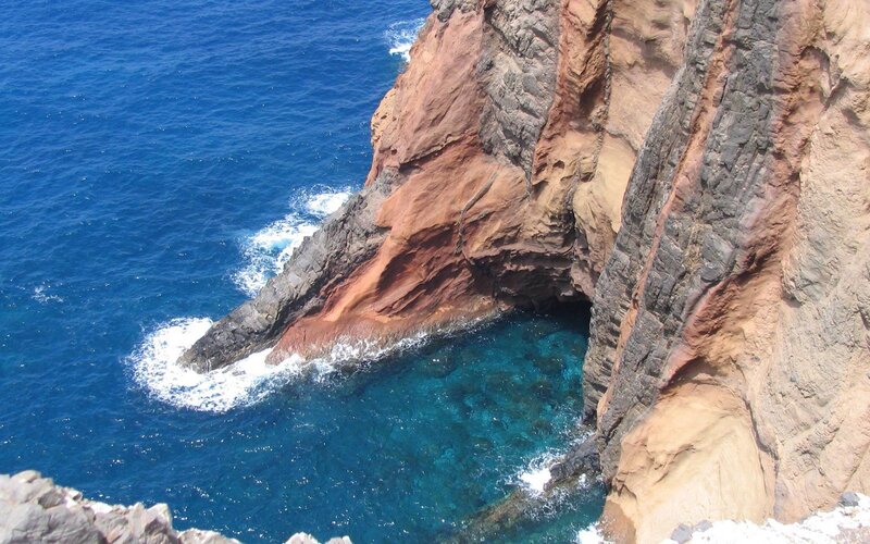 Cliffside Cove with Waves — Blue