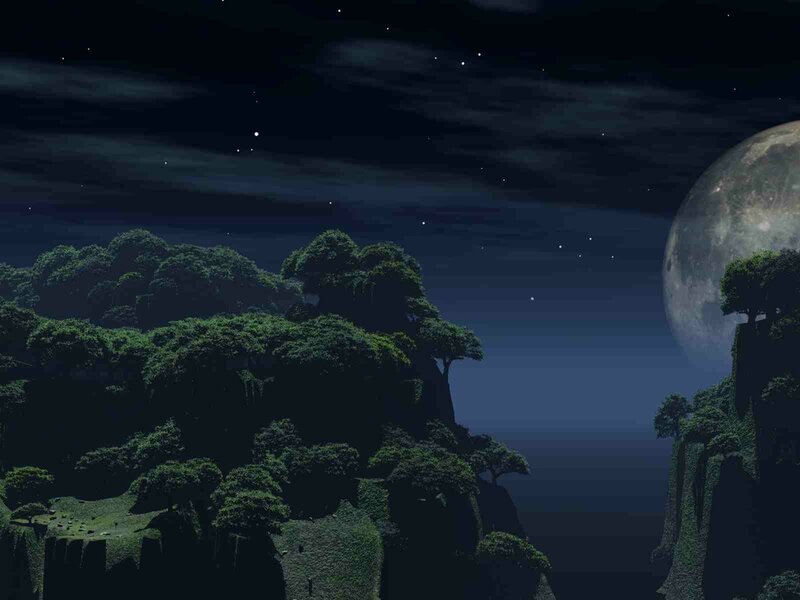 Cliffside Forest under Moon