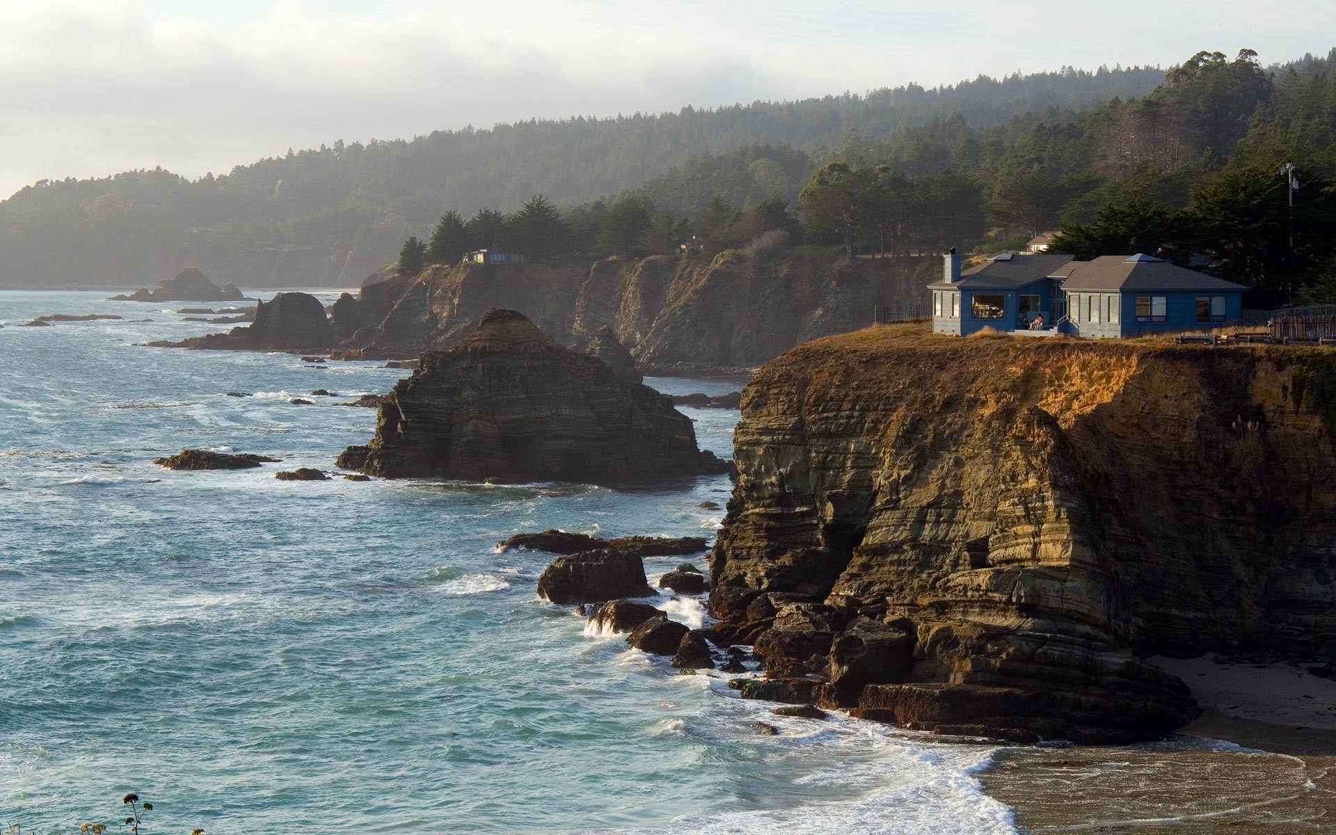Cliffside house on rugged coast