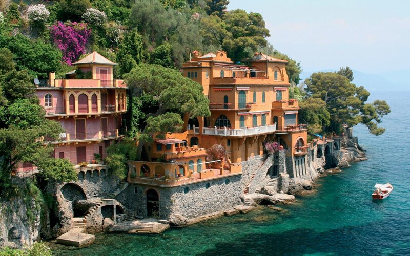 Cliffside Houses by Sea — Orange