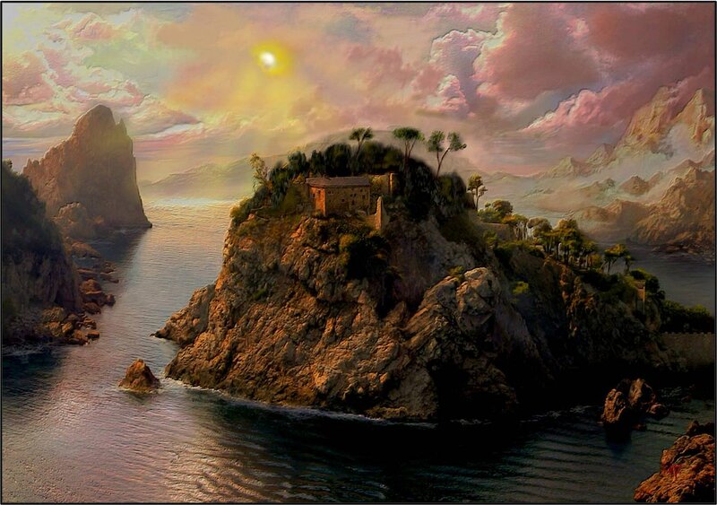 Cliffside Island with Building