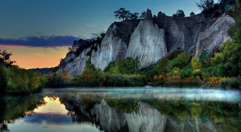 Cliffside Lake at Dusk