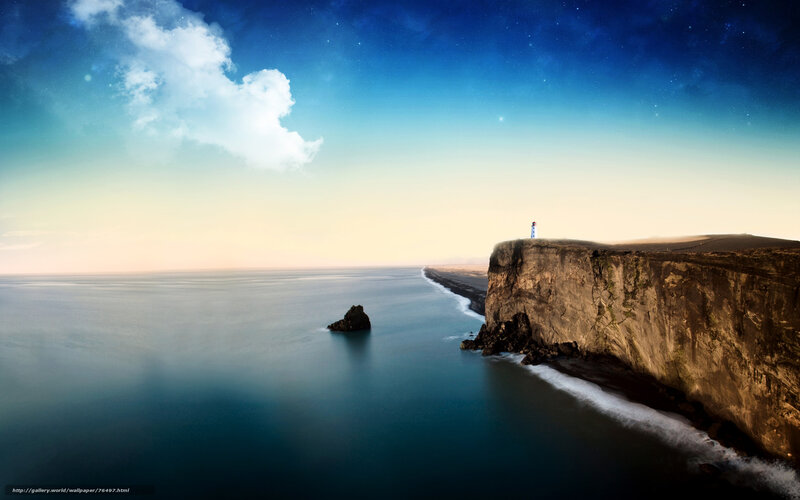 Cliffside lighthouse at dusk
