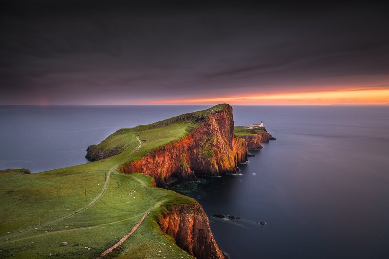 Cliffside Lighthouse — Green, Dramatic
