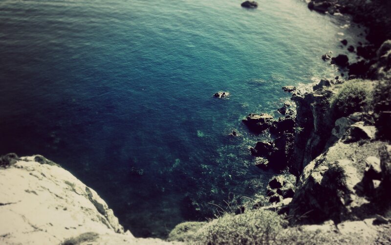 Cliffside Ocean View — Blue, Serene, Photograph