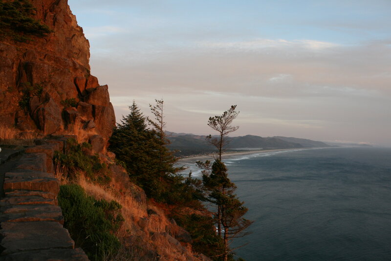 Cliffside Ocean View — Blue, Serene, Sunset