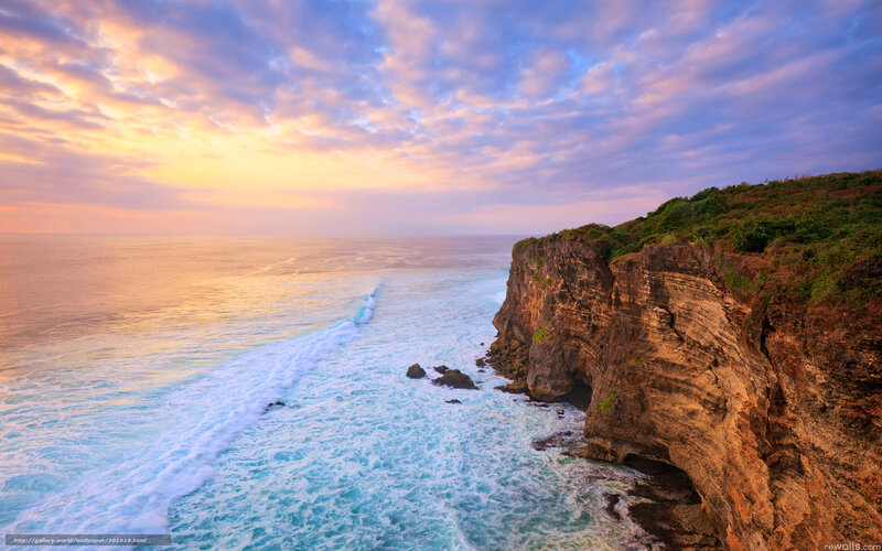 Cliffside Ocean Waves — Blue, Dramatic, Sunset, Photograph