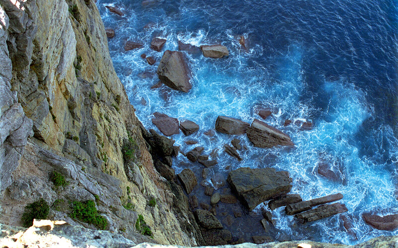 Cliffside Ocean Waves — Blue