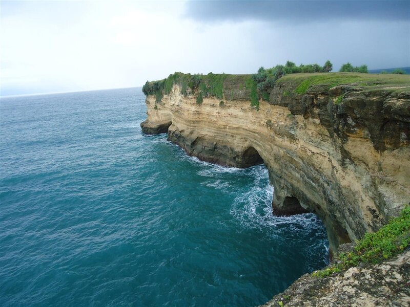 Cliffside Overlooking Ocean — Blue, Dramatic, Photograph