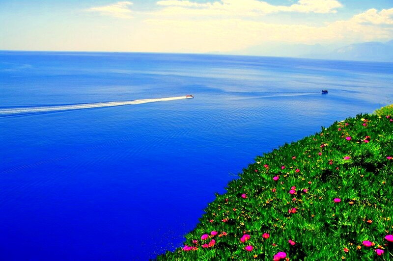 Cliffside Overlooking Sea — Blue, Serene, Afternoon