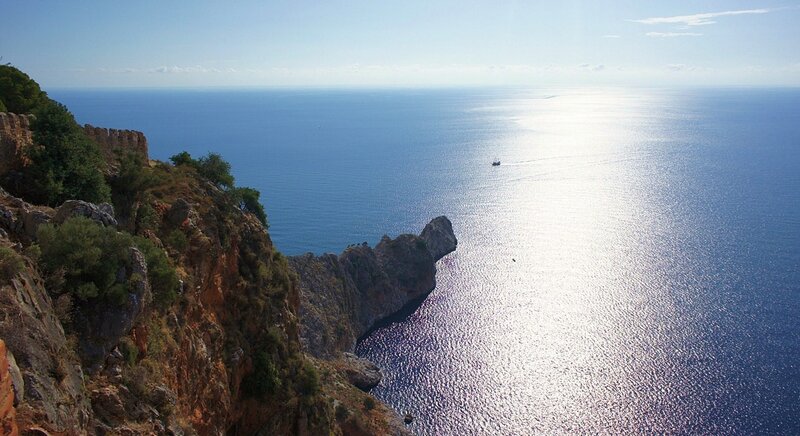 Cliffside Overlooking Sea — Blue, Serene