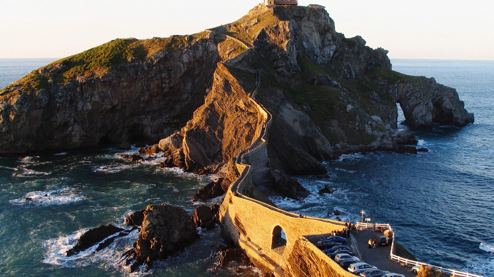 cliffside path to a coastal island
