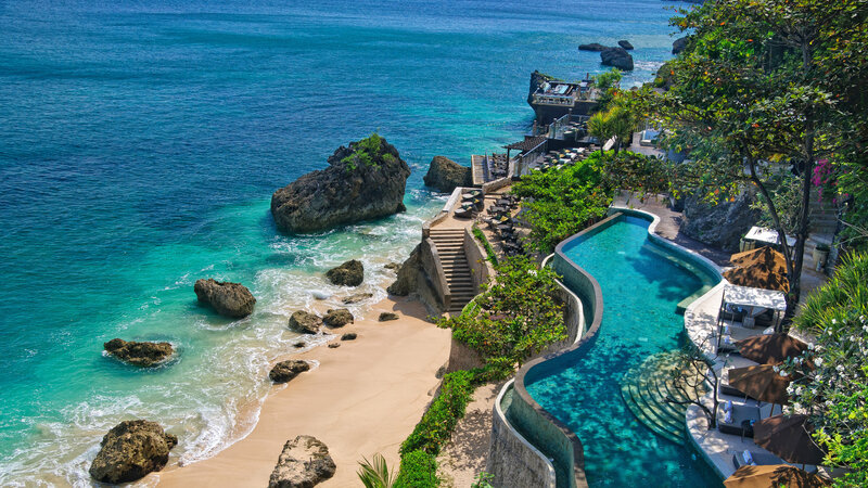 Cliffside Resort Pool — Blue, Serene