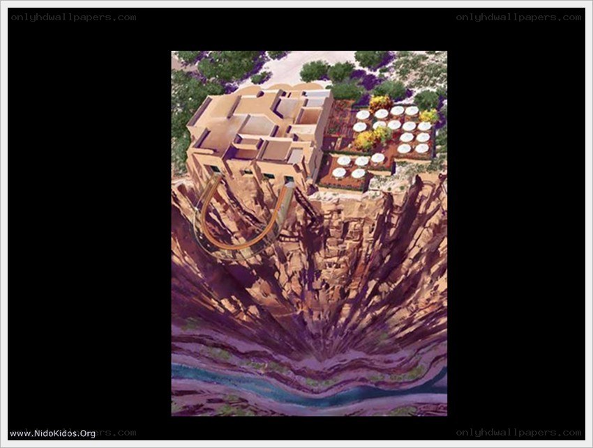 cliffside resort with roller coaster
