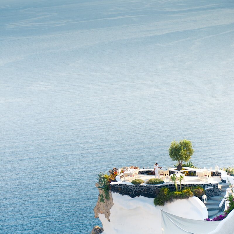 Cliffside restaurant overlooking the sea