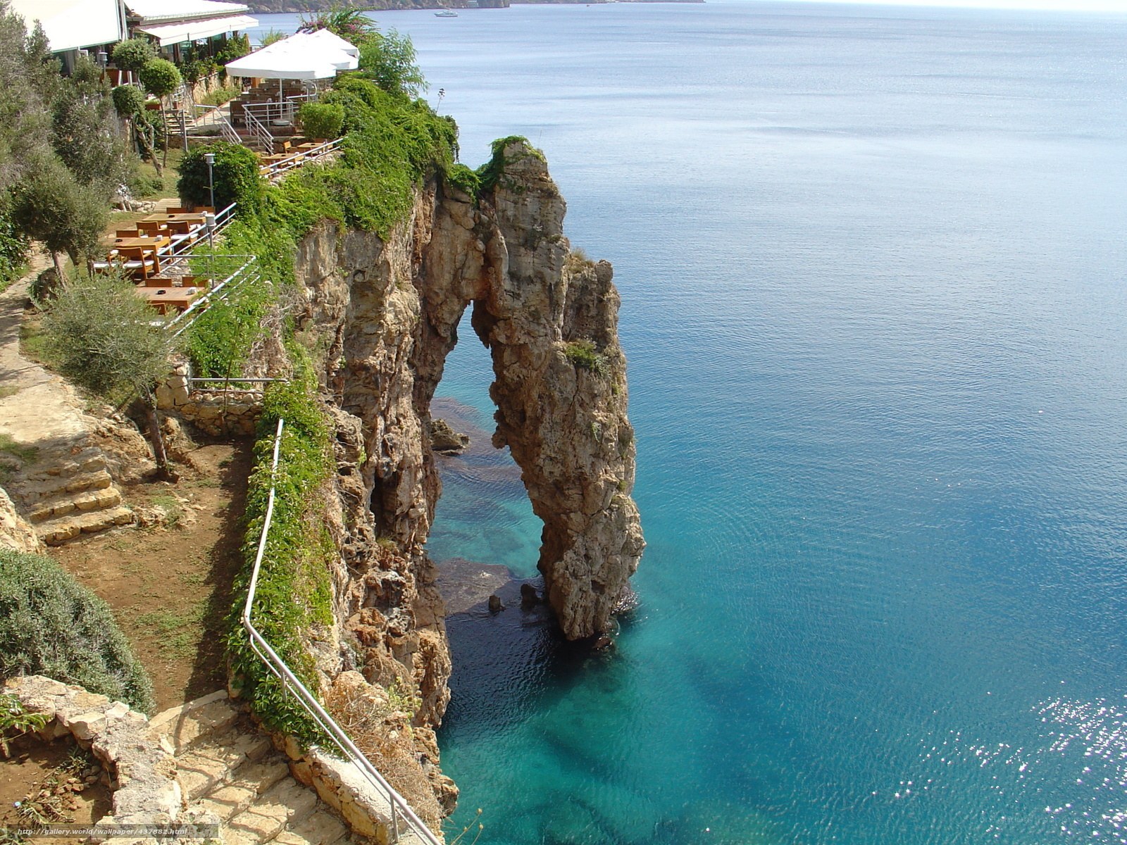 Cliffside restaurant with sea arch