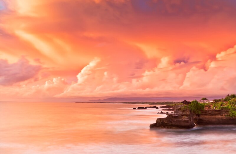 Cliffside Temple at Sunset — Orange