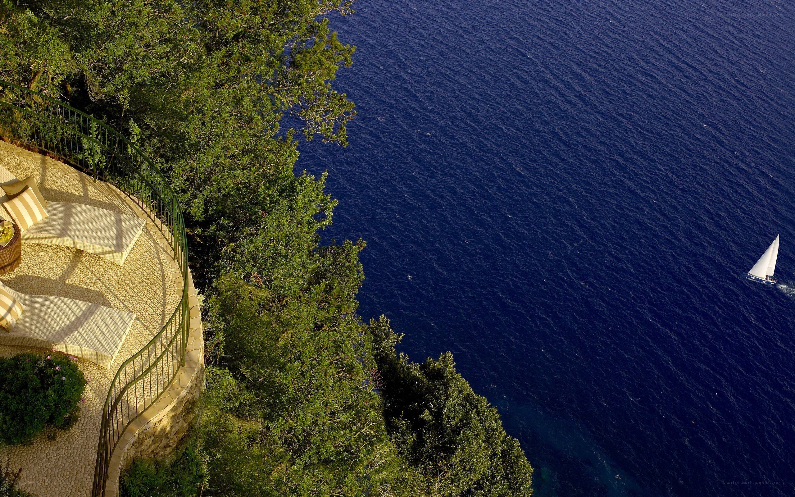 Cliffside terrace overlooking the sea