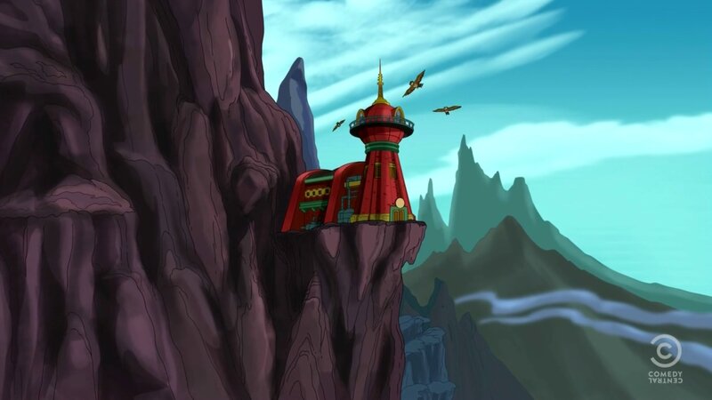 cliffside tower with birds