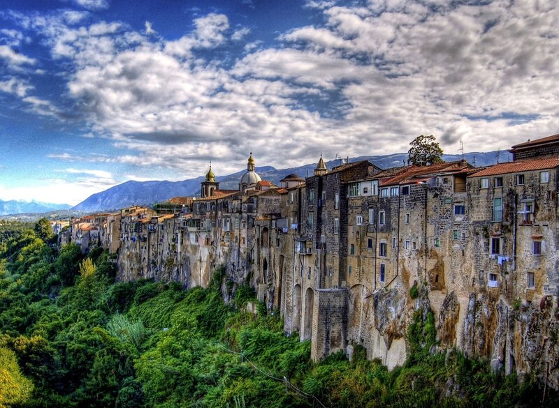 Cliffside Town Buildings — Blue, Dramatic