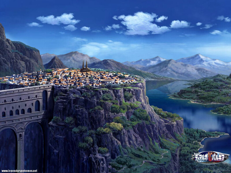 cliffside town by the lake